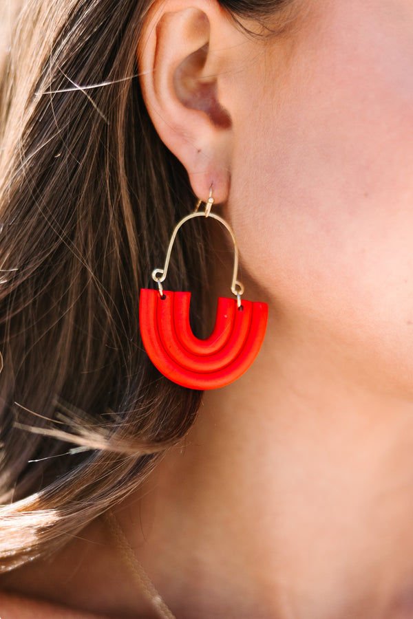It's Your Turn Coral Red Earrings