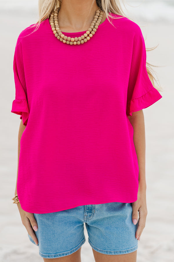 All I Ask Fuchsia Pink Ruffled Top