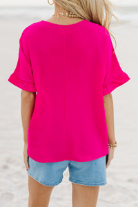 All I Ask Fuchsia Pink Ruffled Top