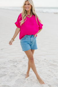 All I Ask Fuchsia Pink Ruffled Top