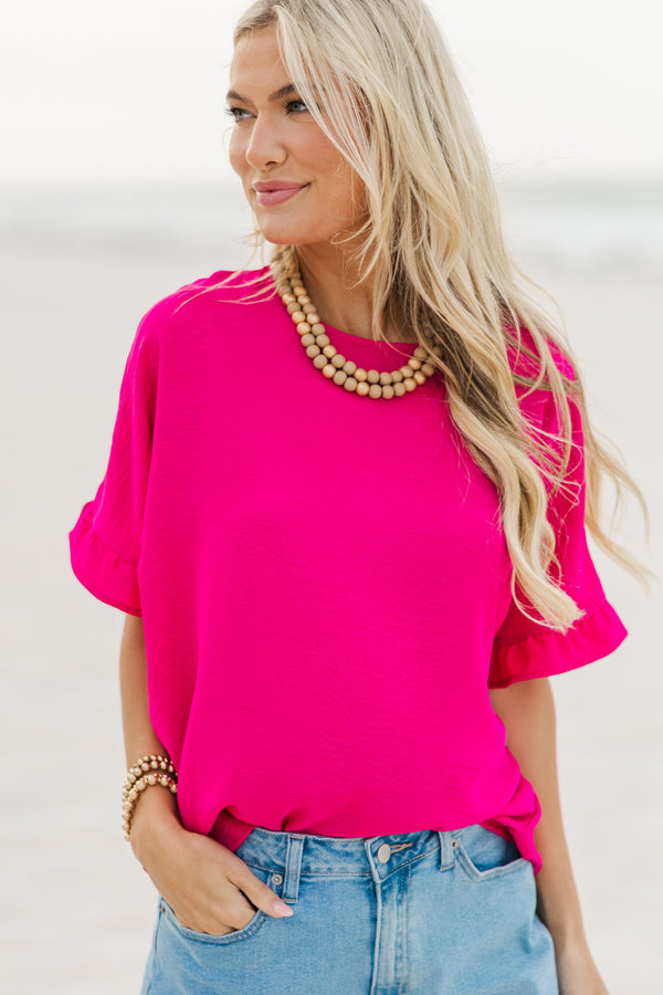 All I Ask Fuchsia Pink Ruffled Top