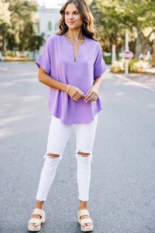 purple dress tops for women Women's Purple Tops with Puff Sleeve L