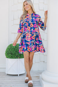 Feeling Like Love Navy Blue Floral Dress