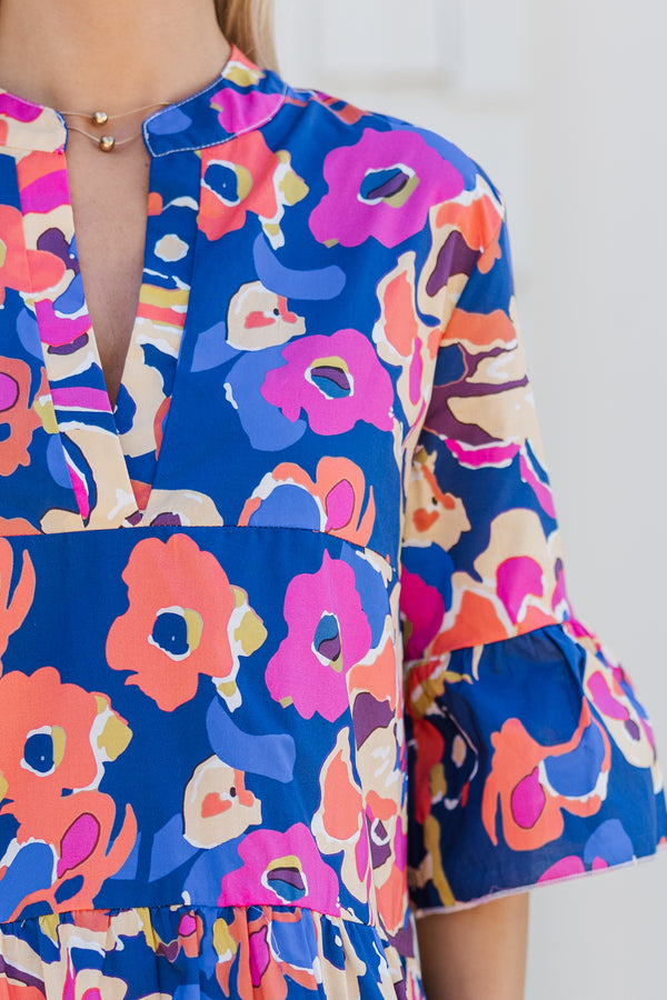 Feeling Like Love Navy Blue Floral Dress
