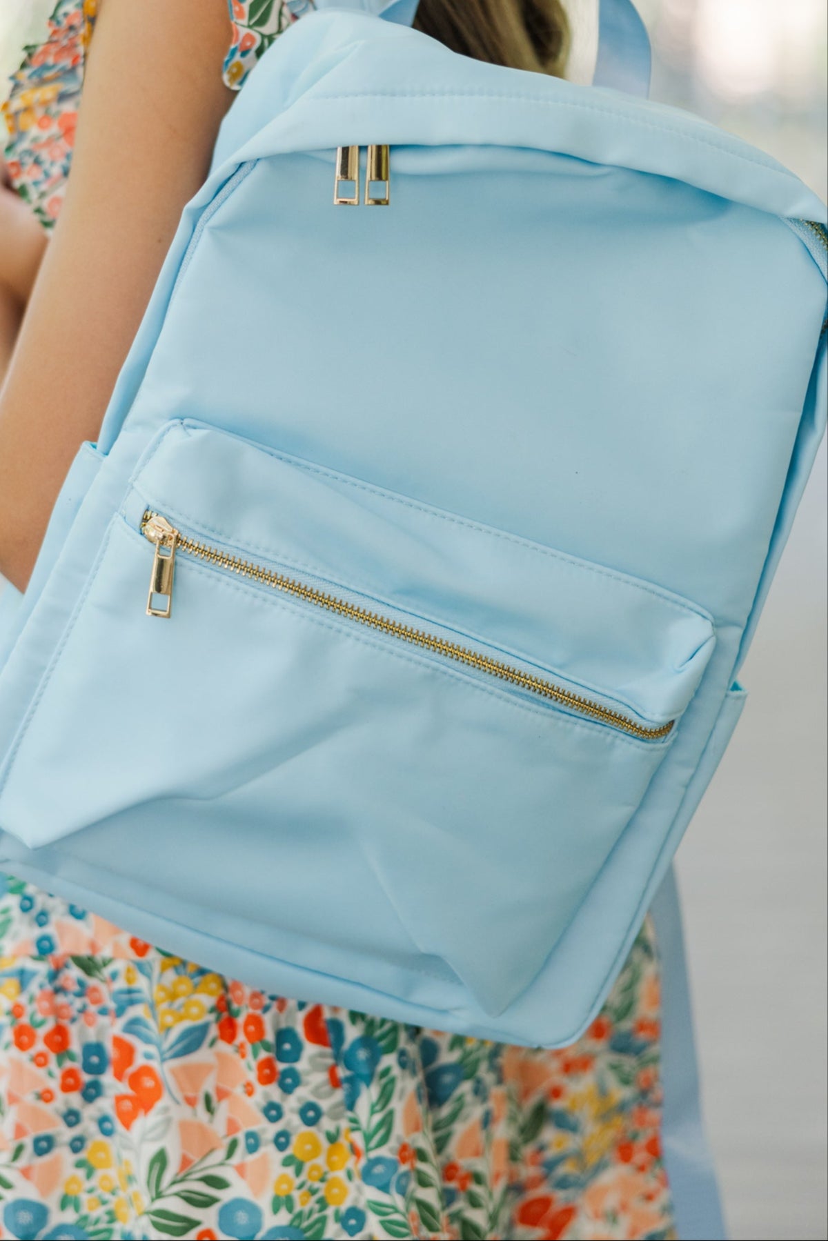 Easy Going Light Blue Varsity Backpack