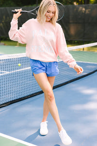 Palm Springs Tennis Blush Pink Corded Graphic Sweatshirt