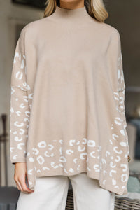 All In Theory Taupe Brown Leopard Sweater Tunic