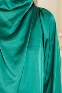 Embrace The Joy Emerald Green Satin Blouse