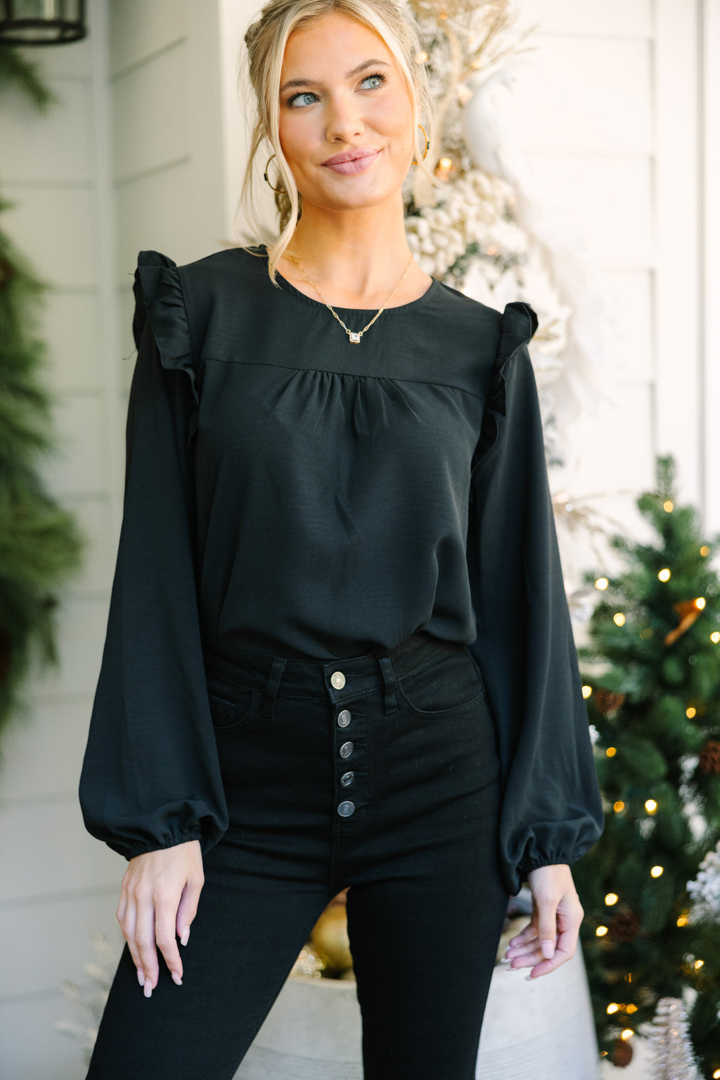 珍しい Fluffily blouse/Black チュニック - www.northlakessports.com.au