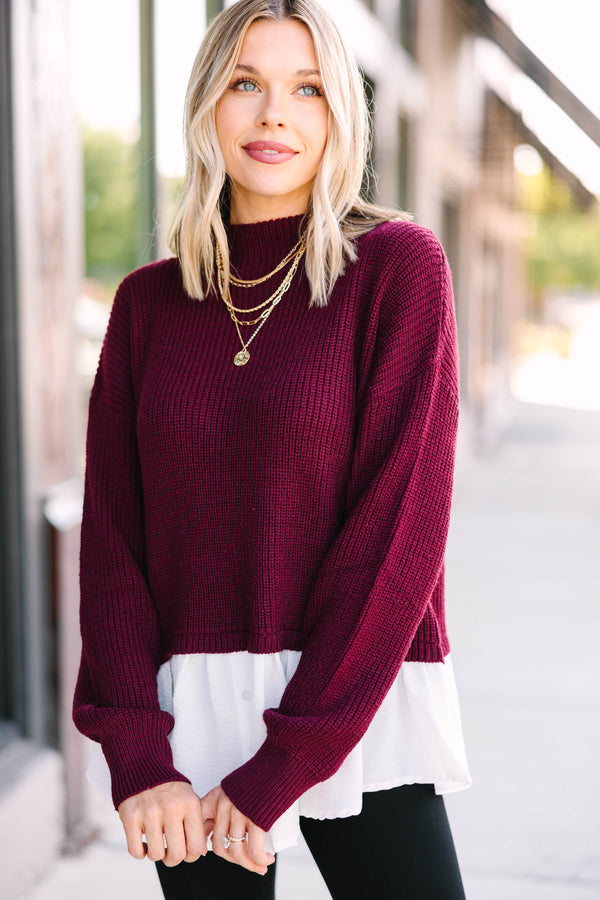 Perfectly Cozy Sweater In Burgundy – Red Clover