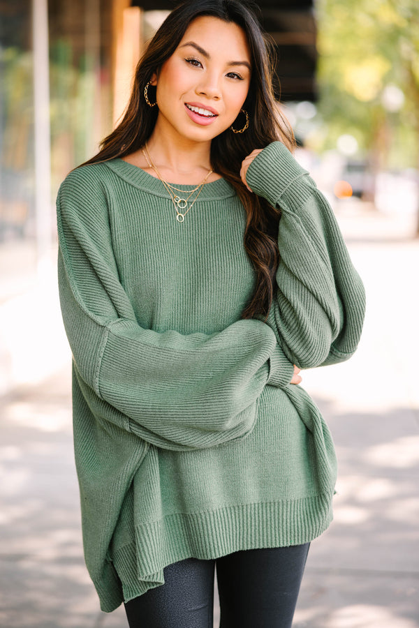 Give You Joy Light Olive Green Dolman Sweater