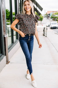 On My Heart Black Ditsy Floral Blouse