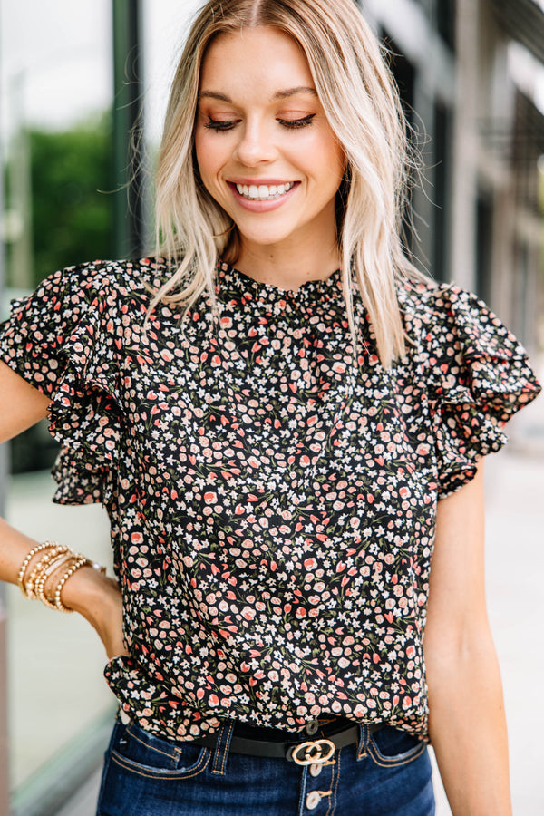 On My Heart Black Ditsy Floral Blouse