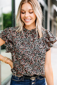 On My Heart Black Ditsy Floral Blouse