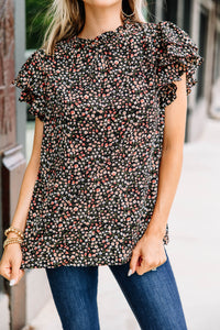 On My Heart Black Ditsy Floral Blouse