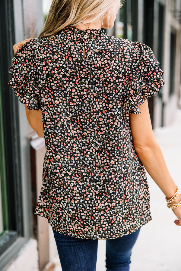 On My Heart Black Ditsy Floral Blouse