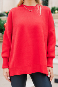 Perfectly You Red Mock Neck Sweater