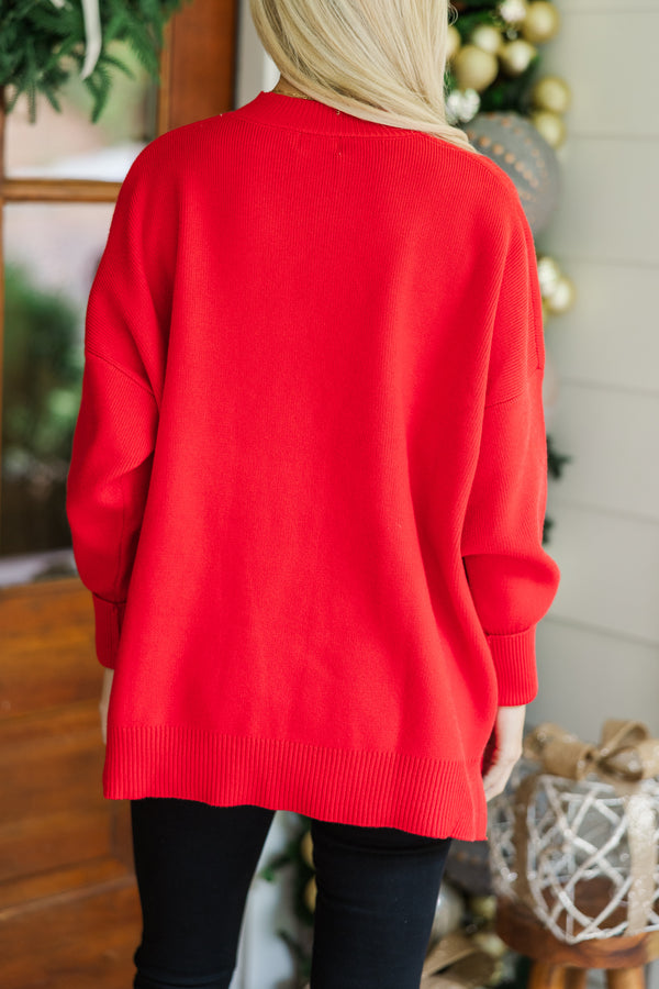 Perfectly You Red Mock Neck Sweater