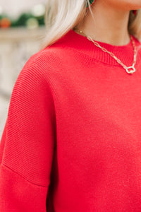 Perfectly You Red Mock Neck Sweater