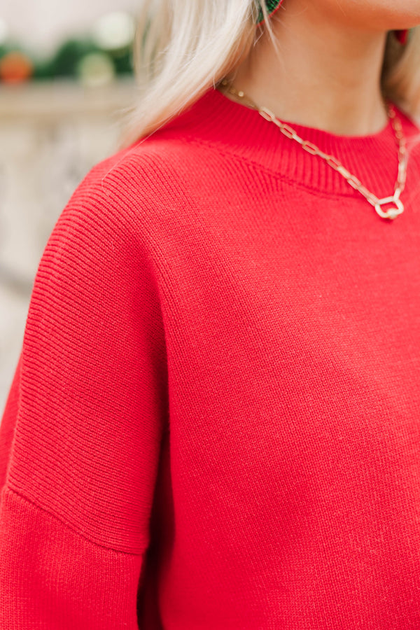 Perfectly You Red Mock Neck Sweater