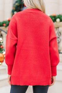 Perfectly You Red Mock Neck Sweater