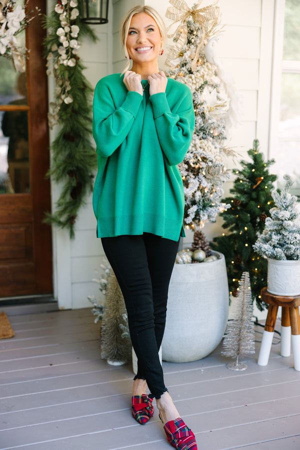 Perfectly You Green Mock Neck Sweater