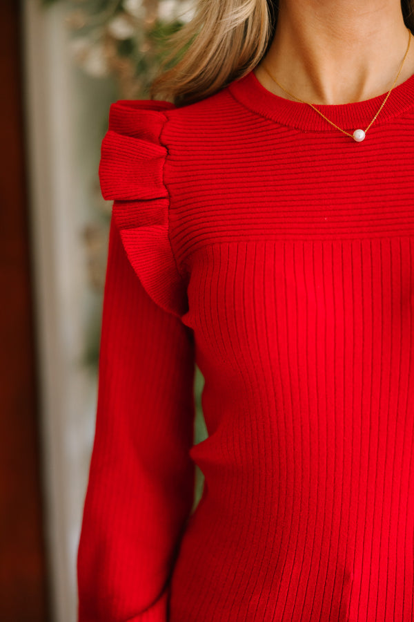 Reach Out Red Ruffled Sweater