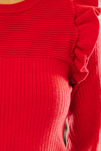 Reach Out Red Ruffled Sweater