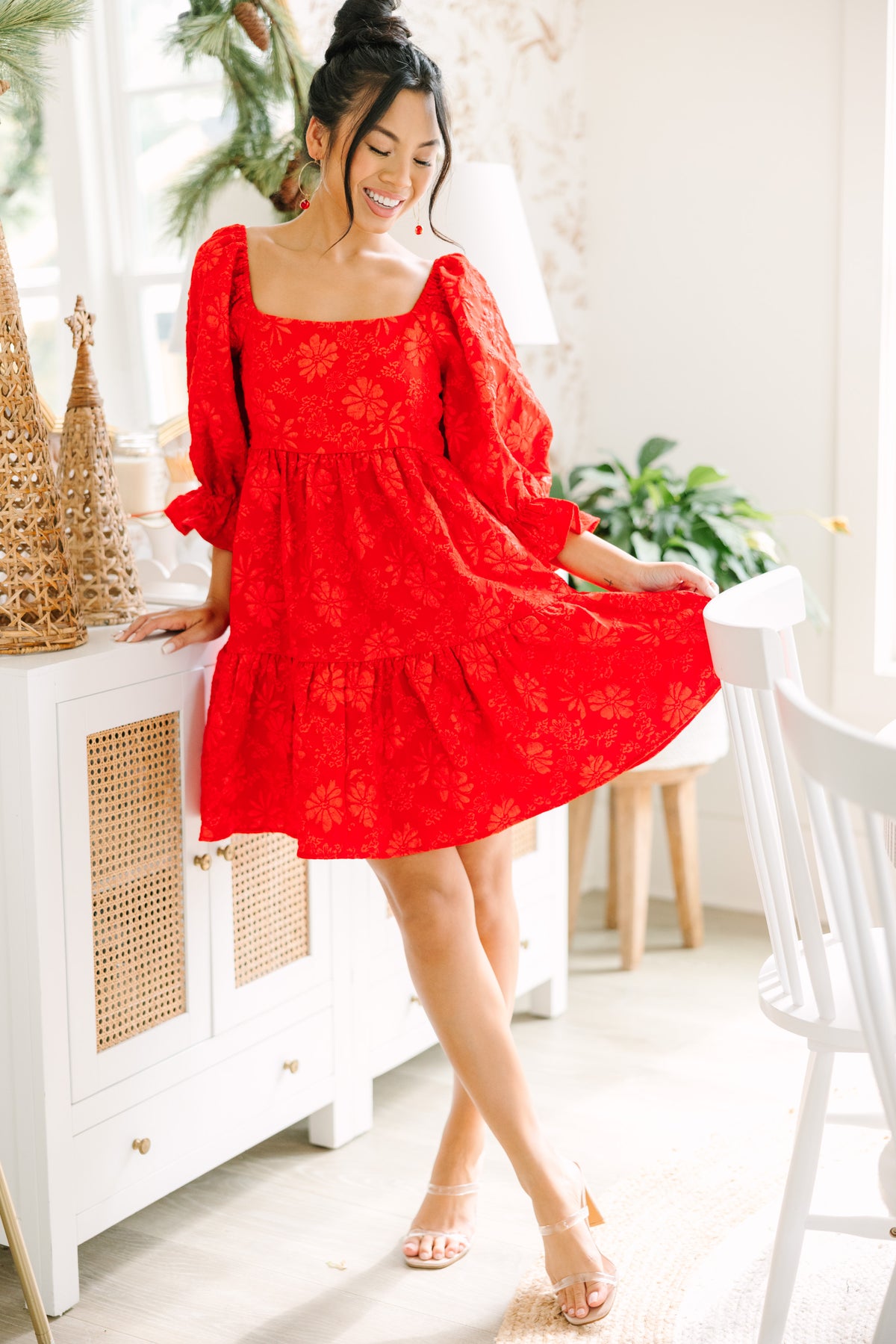 Think It Through Red Babydoll Dress Shop the Mint Think It Through Red Babydoll Dress Shop the Mint