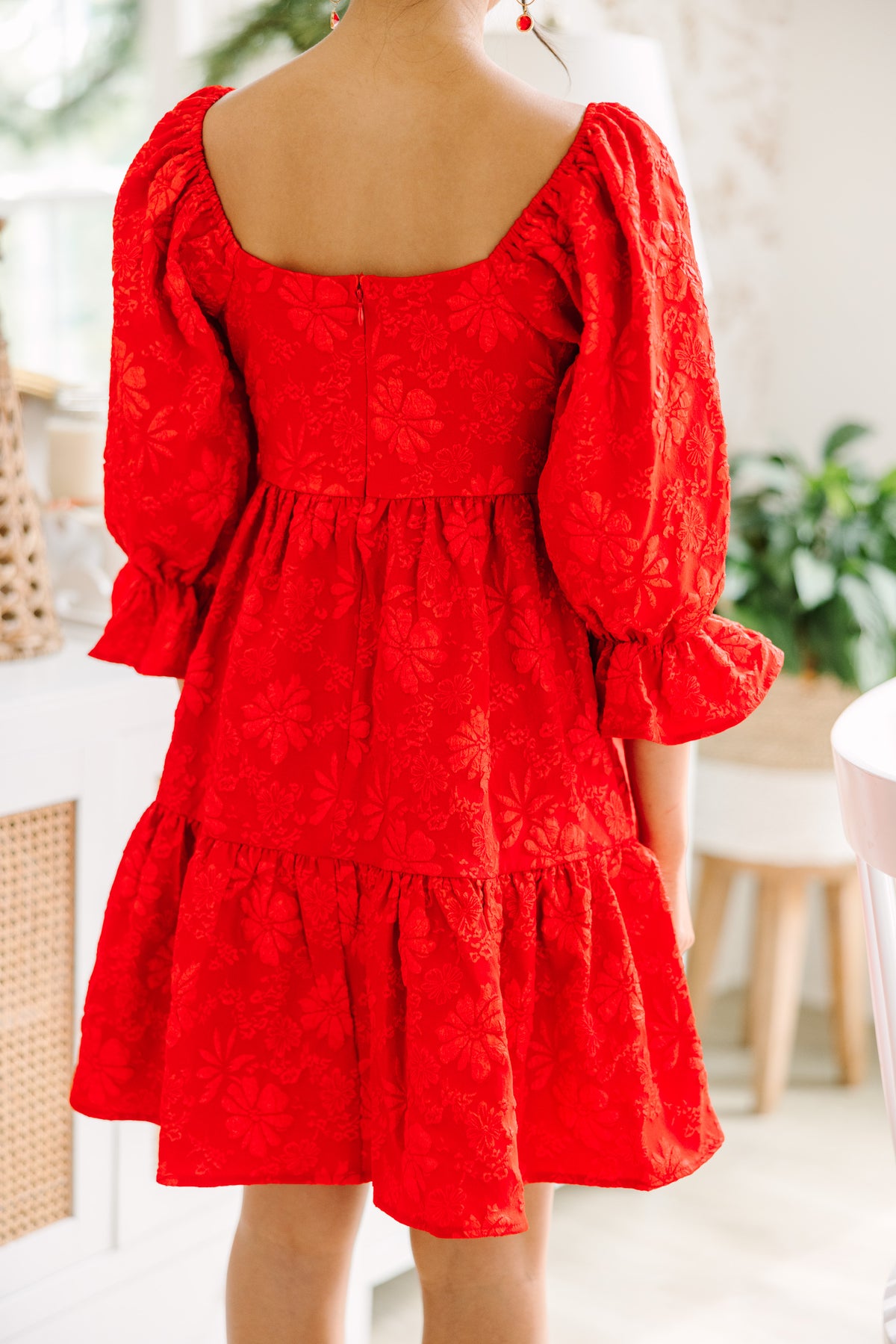 fitted lace wedding dress Think It Through Red Babydoll Dress, X-Large - The Mint Julep Boutique