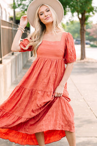 rust midi dress Think About It Rust Orange Midi Dress, X-Large - The Mint Julep Boutique
