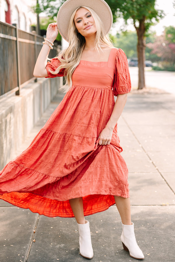 Think About It Rust Orange Midi Dress – Shop the Mint Think About It Rust Orange Midi Dress – Shop the Mint