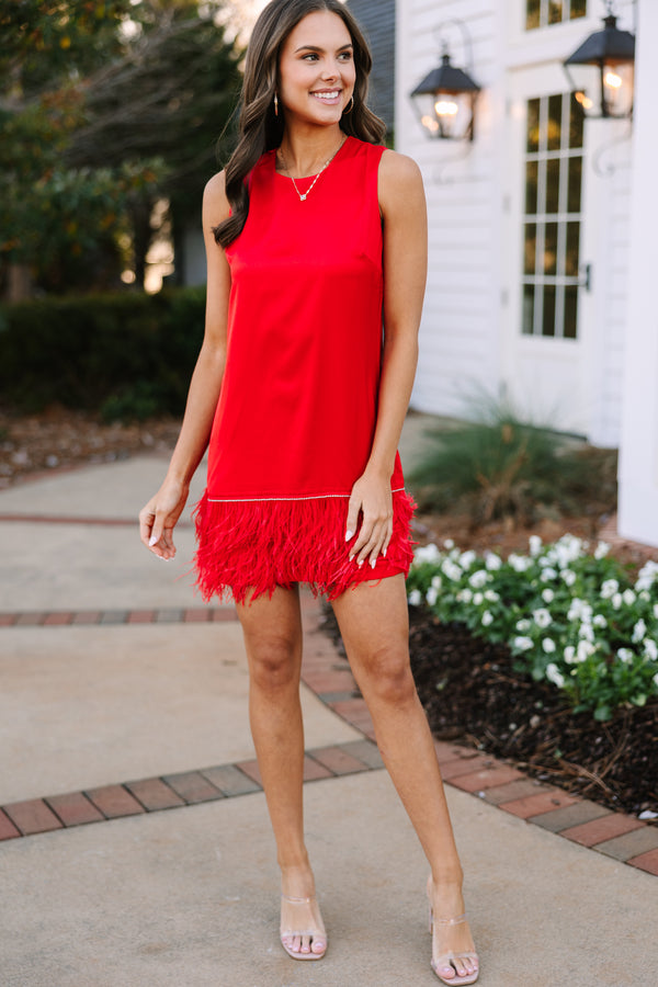 All The Drama I Need Red Feather Shift Dress Shop the Mint All The Drama I Need Red Feather Shift Dress Shop the Mint