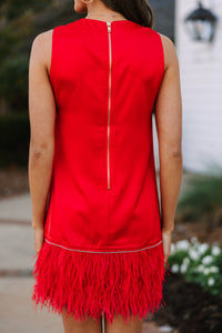 All The Drama I Need Red Feather Shift Dress