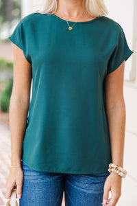 Hello Beautiful Hunter Green Cap Sleeve Top