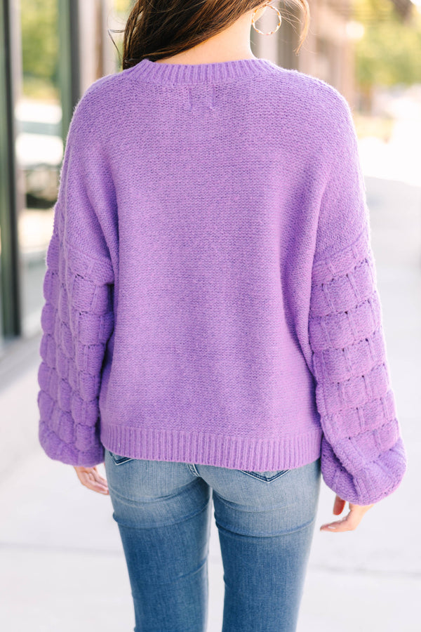 Feeling Close To You Orchid Purple Textured Sweater