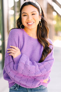 Feeling Close To You Orchid Purple Textured Sweater