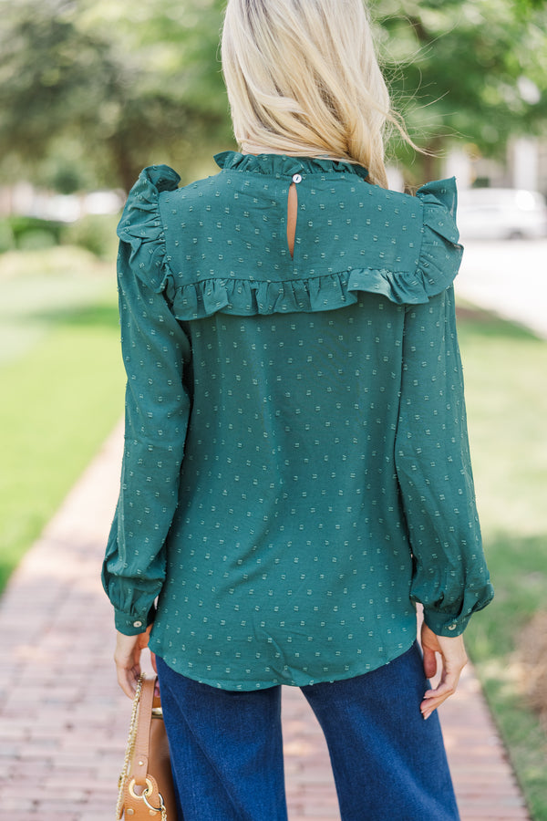 Romantic History Emerald Green Ruffled Blouse