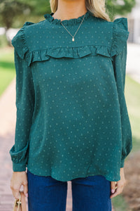 Romantic History Emerald Green Ruffled Blouse