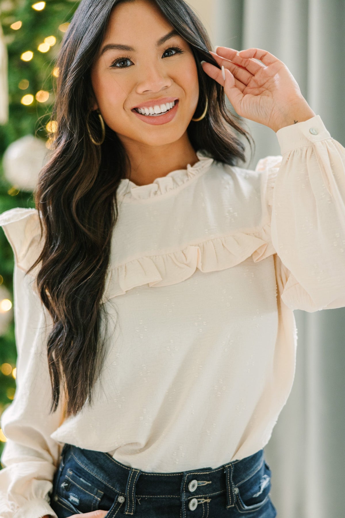 Ruffle Blouse - Taupe