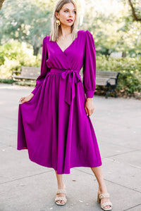 All About You Magenta Purple Midi Dress
