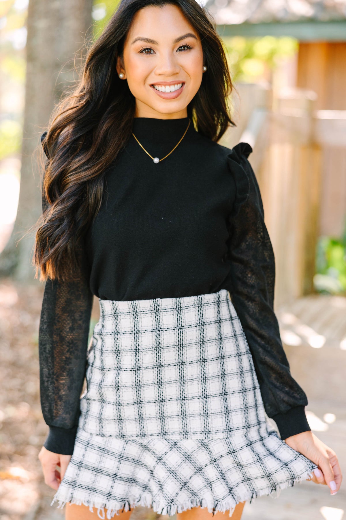 All Around The Way Black Ruffled Sweater – Shop the Mint