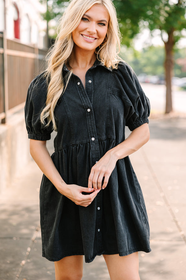 Black denim dress Clearance