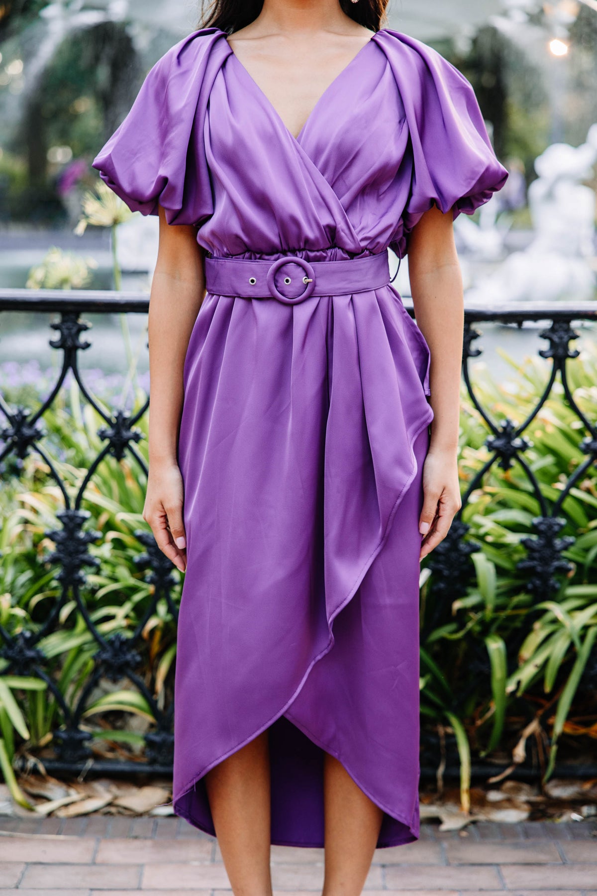 a purple dress Get What You Want Purple Satin Midi Dress – Shop the Mint