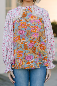 Let's Be Clear Dusty Sage Floral Blouse