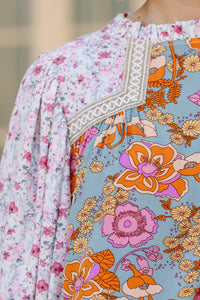 mixed floral blouse, feminine floral blouses, boutique blouses