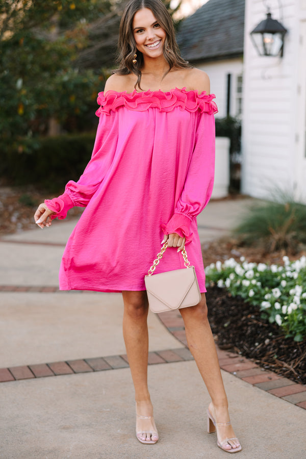 Can You Believe It Hot Pink Ruffled Dress Shop the Mint Can You Believe It Hot Pink Ruffled Dress Shop the Mint