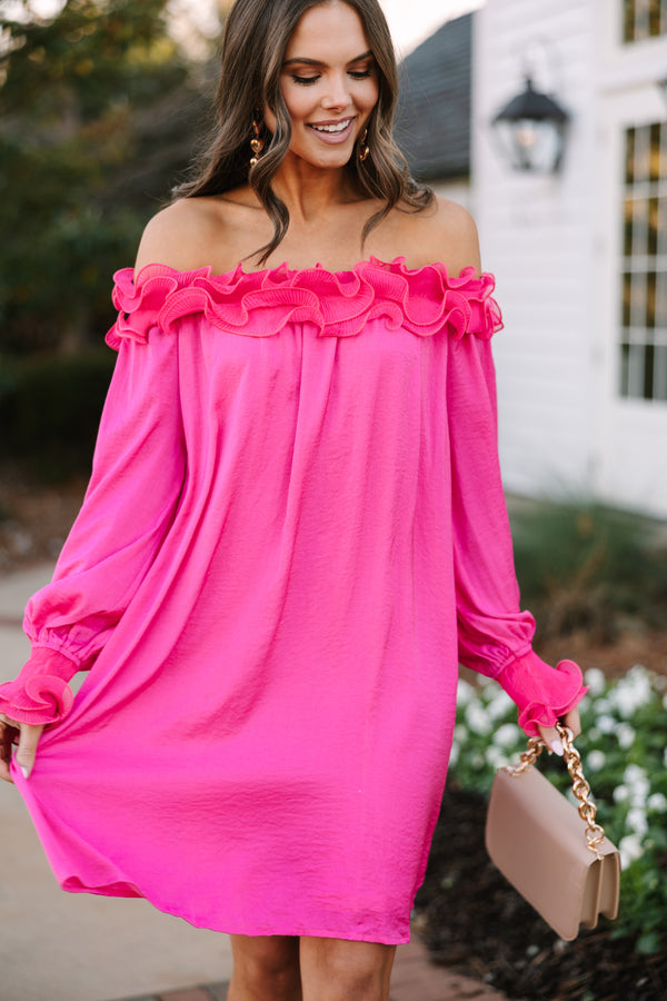 Can You Believe It Hot Pink Ruffled Dress Shop the Mint Can You Believe It Hot Pink Ruffled Dress Shop the Mint