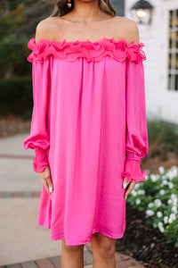 Can You Believe It Hot Pink Ruffled Dress