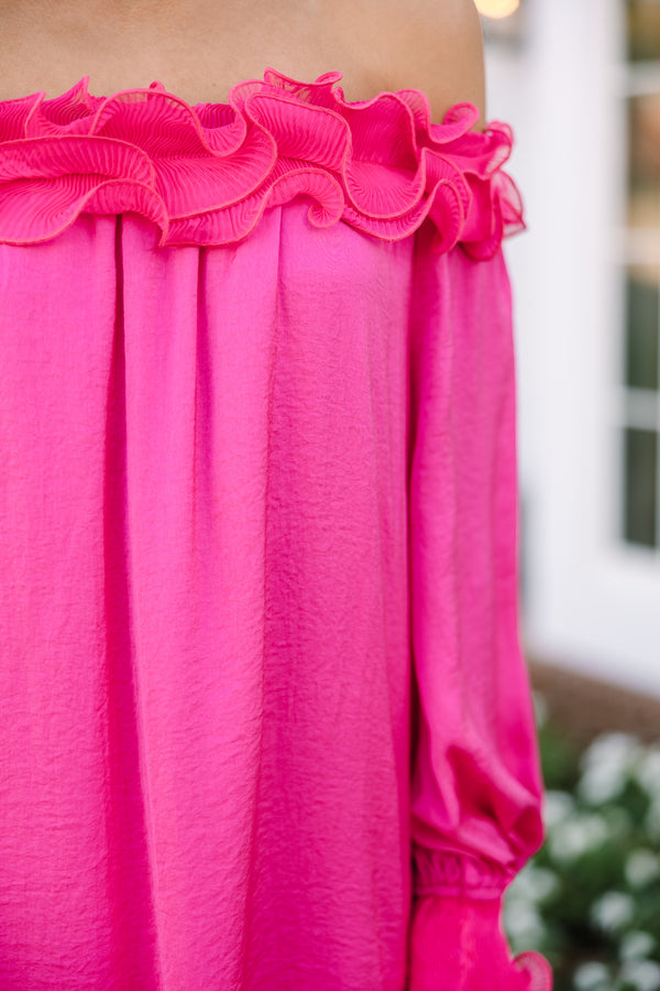 Can You Believe It Hot Pink Ruffled Dress Shop the Mint Can You Believe It Hot Pink Ruffled Dress Shop the Mint